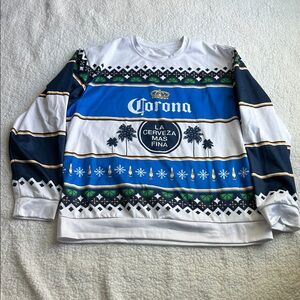 Corona Men's Vibrant Blue, Black, and White Crewneck Sweater